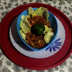 A picture of Schezwan poha.