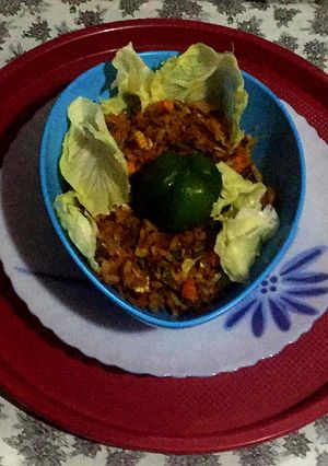 A picture of Schezwan poha.