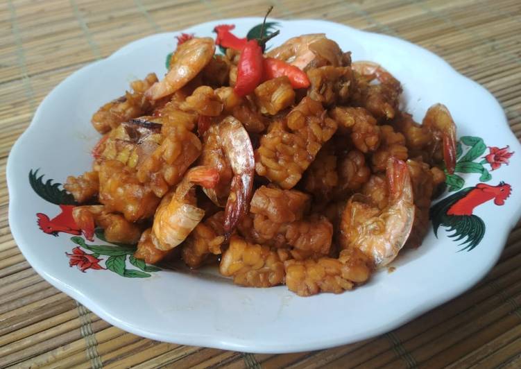 Tempe Udang Kecap Pedas