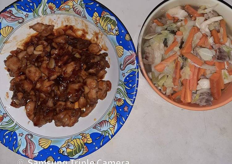 Resep Sweet and Spicy Chicken dan Sup Daging Enoki Kembang Kol Anti Gagal