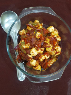 A picture of Masala Paneer#Rainbow7#VegSideDish.