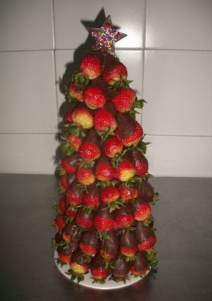 Una foto de Árbol de fresas con chocolate