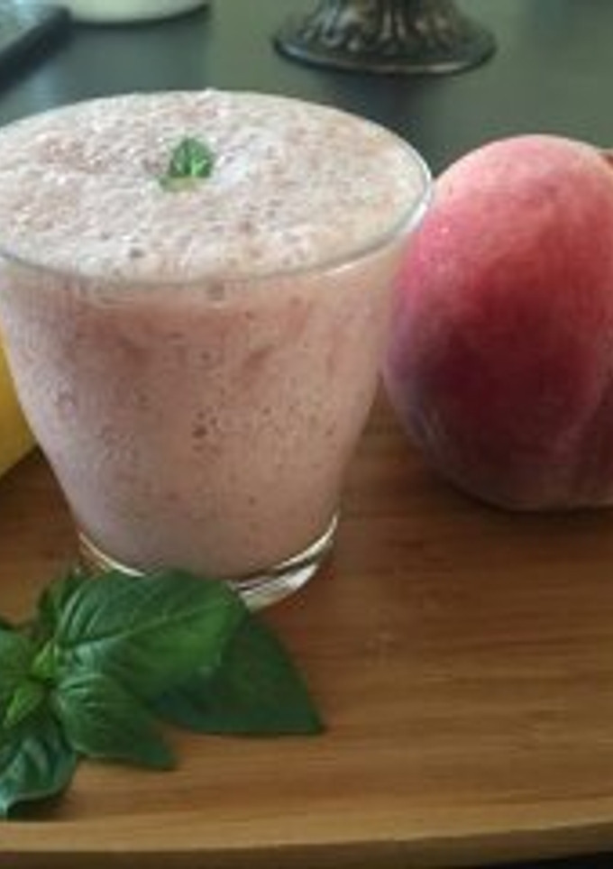 Una foto de Espuma de plátano con melocotón
