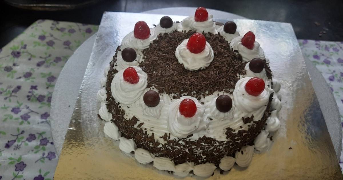 Homemade Black Forest Cake with Cherry toppings  Wishours