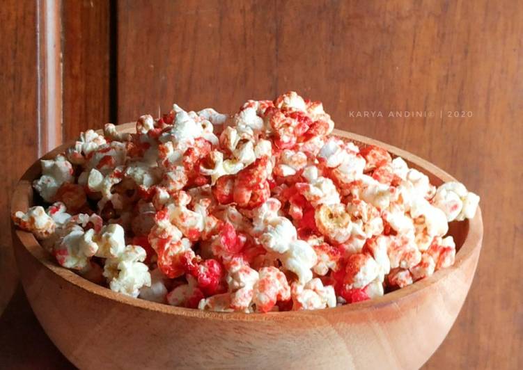 Resep Pop Corn Strawberry 🍓, Bikin Ngiler