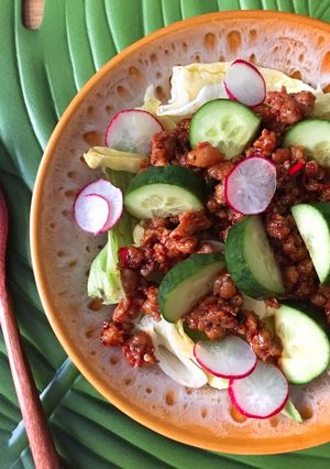 Hình của món Salad Thịt Băm Rang Tương Cà.