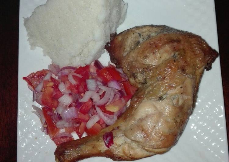 Grilled chicken, Kachumbari and Ugali #Chickencontest#