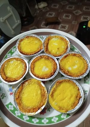 Hình của món Bánh tart trứng đế khoai lang yến mạch.