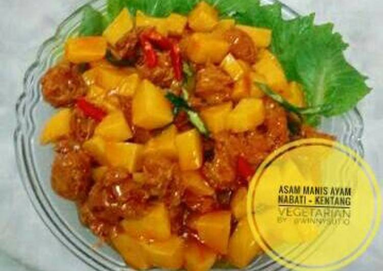 Resep Asam manis ayam nabati + kentang (vegetarian) yang Enak