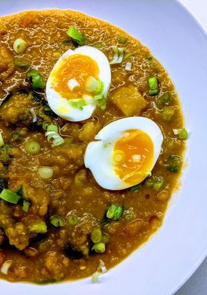 A picture of Slow Cooker Miso Red Lentil 'Congee'.