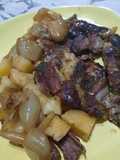 Roast beef al horno con papa y cebolla