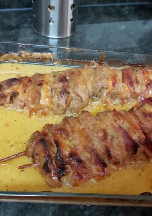 O poză a rețetei Mușchiuleț de porc cu cașcaval și bacon.