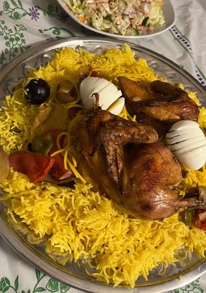 صورة لوصفة مندي دجاج اصفر بالمعكرونة 😋
