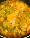 Canh kim chi đậu phụ vét tủ lạnh trong 15 phút