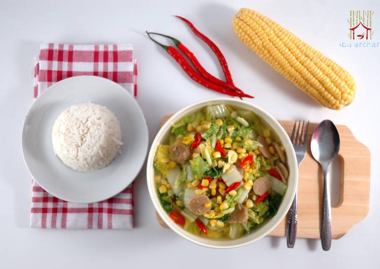 Anti Ribet, Memasak Tumis sawi putih baso jagung Untuk Jualan