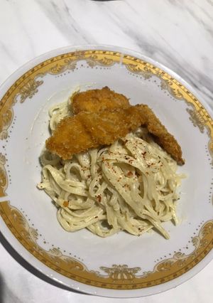 Foto resep Fettucini saos carbonara simpel