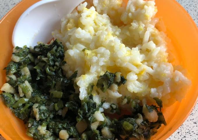 Langkah Mudah untuk Membuat MPASI 10 Bulan, Nasi tim jagung tumis kangkung yang Sempurna