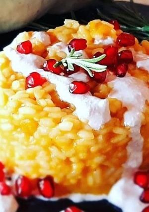 Foto di Risotto con zucca e melagrana