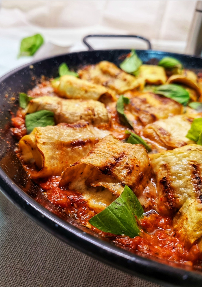 Una foto de Involtini de berenjena