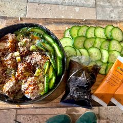 A picture of Buddha Bowl with Veggie Meatballs & Fragrant Rice.