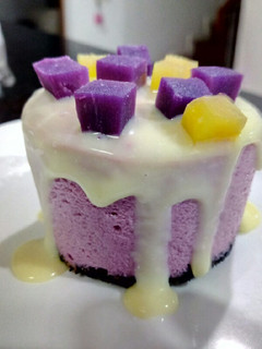 A picture of Sweet purple potato cheesecake.