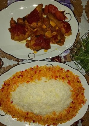 عکسی از دستور پلو مرغ مجلسی
