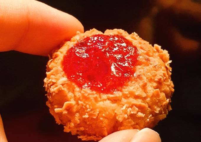 Strawberry 🍓 Cheese Thumbprint Cookies - Super Renyah! 🤩