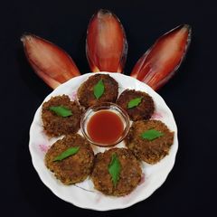 Spicy Chai Snacks - Banana Flower Tikki A picture of Spicy Chai Snacks - Banana Flower Tikki.