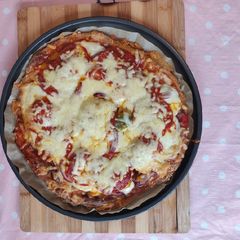Keto fiber flour crust Pizza A picture of Keto fiber flour crust Pizza.