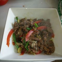 A picture of Mongolian beef fry.