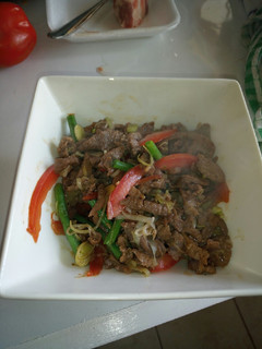 A picture of Mongolian beef fry.