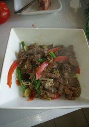 A picture of Mongolian beef fry.