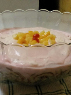 A picture of Raspberry Jelly and Fruit Cocktail Trifle.