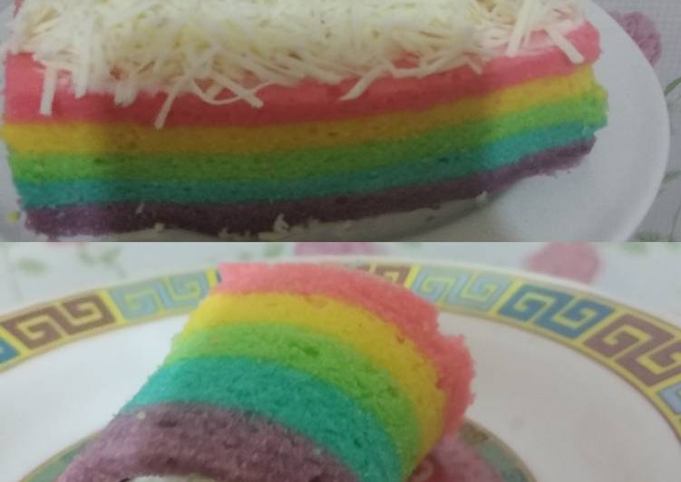 Bagaimana Menyiapkan Rainbowcake Ke 4 telur, Enak