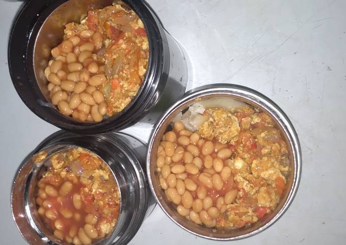 Simple Way to Prepare Quick Boiled yam, egg sauce and baked beans by the side!