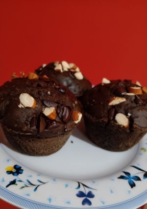 Una foto de Muffins de chocolate y almendras saludables 160 cal x unidad