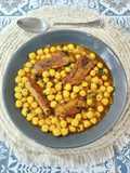 Potaje de garbanzos con costillas barbacoa