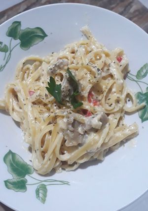 Foto resep Creamy Pasta Ala-ala (Fetuccini Carbonara)