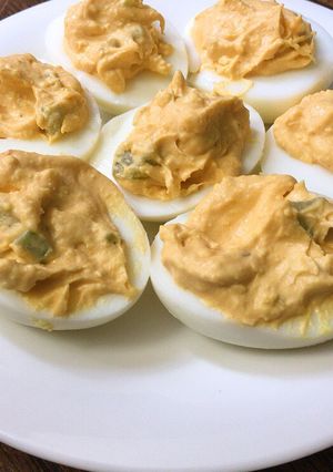 A picture of Buffalo deviled eggs.