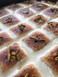 صورة لوصفة بسبوسة الكاروهات ♥️