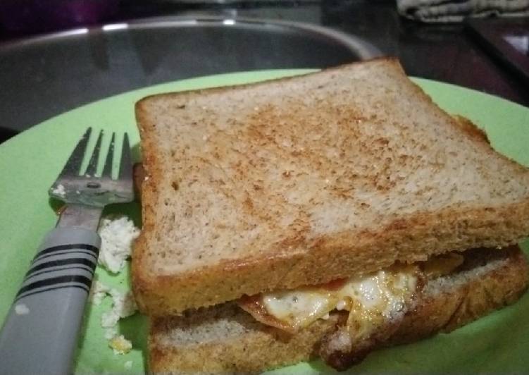 Langkah Mudah untuk Menyiapkan Sandwich bakar tahu rendah lemak tanpa sayur yang Lezat