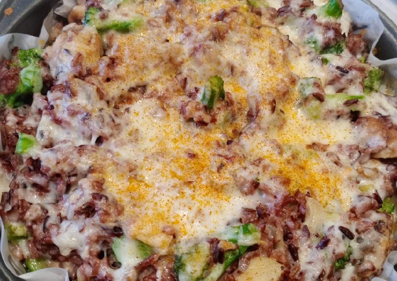 Broccoli black rice chicken casserole