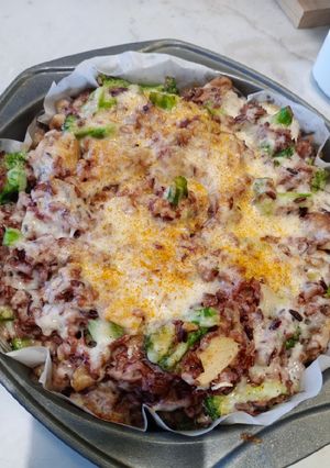 Foto resep Broccoli black rice chicken casserole