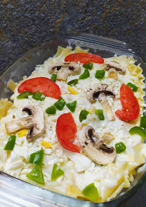 عکسی از دستور لازانیا مرغ و قارچ