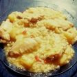 Alitas de pollo con arroz y papas