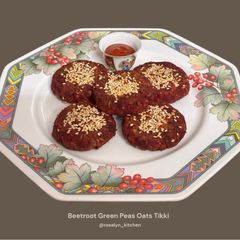 Beetroot Green Peas Oats Tikki A picture of Beetroot Green Peas Oats Tikki.