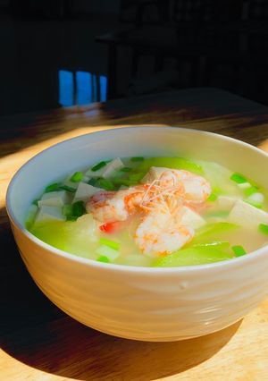 Hình của món Canh bầu đậu phụ tôm.