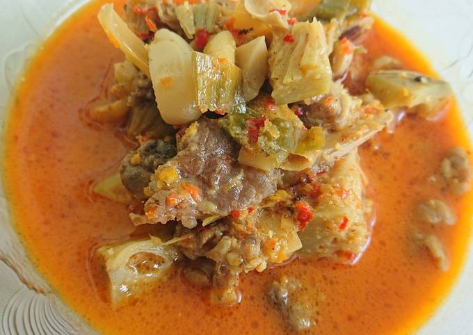 Resep: Sayur Gori+tetelan santan pedas Rumahan