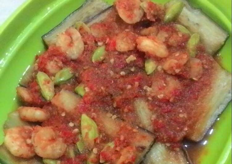 Balado terong campur udang dan pete