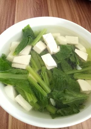 Foto resep Sawi hijau kuah tahu